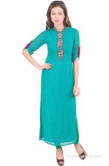 Feathers & Flowers Festive Embroidered Women's Kurti